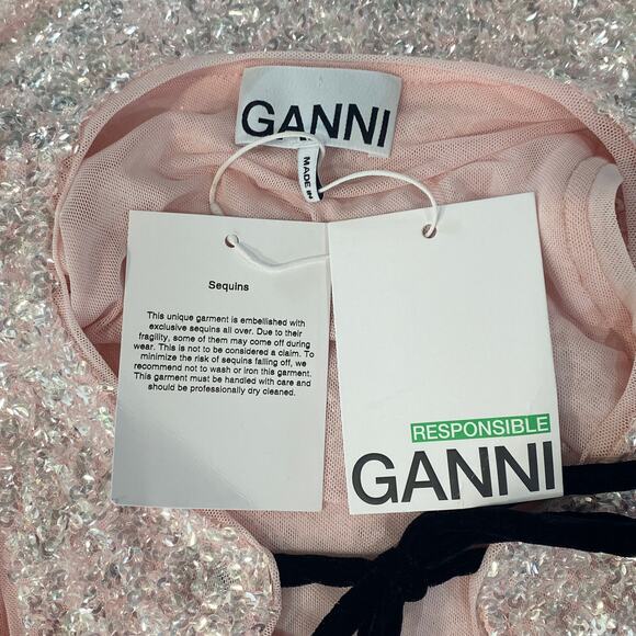 Ganni 3D Sequins Top Mauve Chalk - Picture 12 of 13